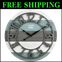 Load image into Gallery viewer, Large Teal Rustic Farmhouse Wall Clock - 27" Analog Decor for Living Spaces