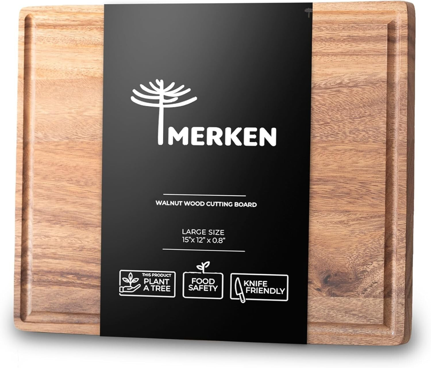 15"x12" Reversible Walnut Cutting Board with Juice Groove - Ideal for BBQ & Prep