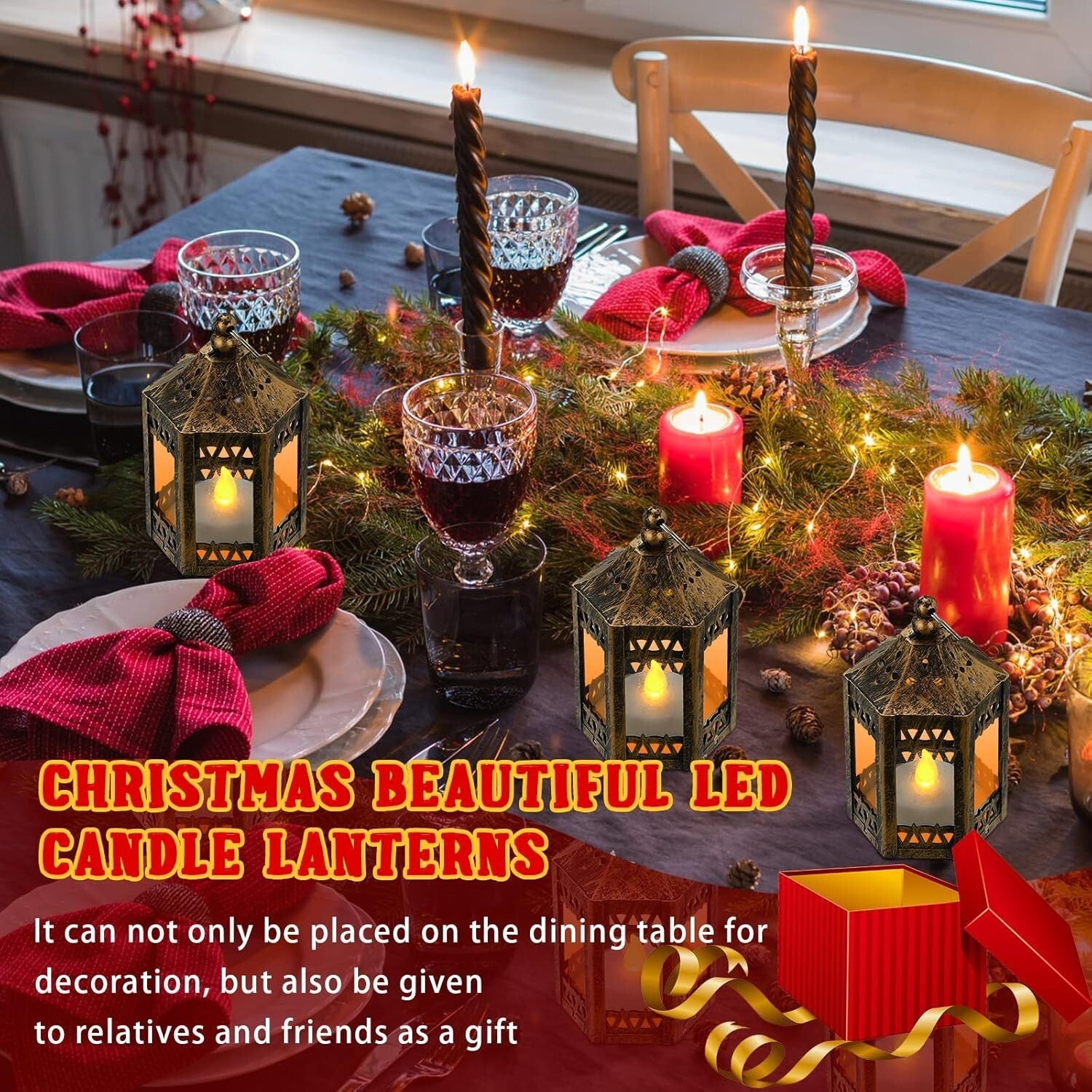 Charming 20-Pc LED Mini Lanterns for Table Centerpieces - Gold Finish