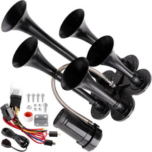 Load image into Gallery viewer, Ultra Loud 150dB Train Horn Kit with Upgraded Chrome Compressor for 12V Vehicles