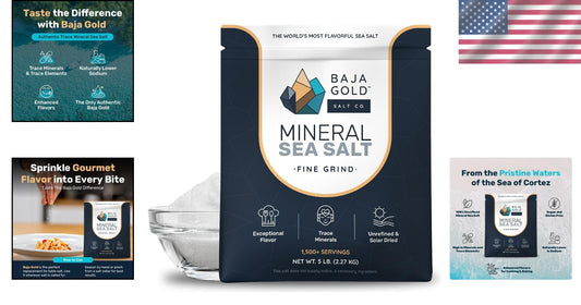 Natural Mineral Sea Salt - Fine Grind for Cooking & Baking | 5 lb Resealable Bag