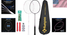 Load image into Gallery viewer, Elevate Your Game: 2 Carbon Fiber Badminton Rackets with Cover and Shuttlecocks