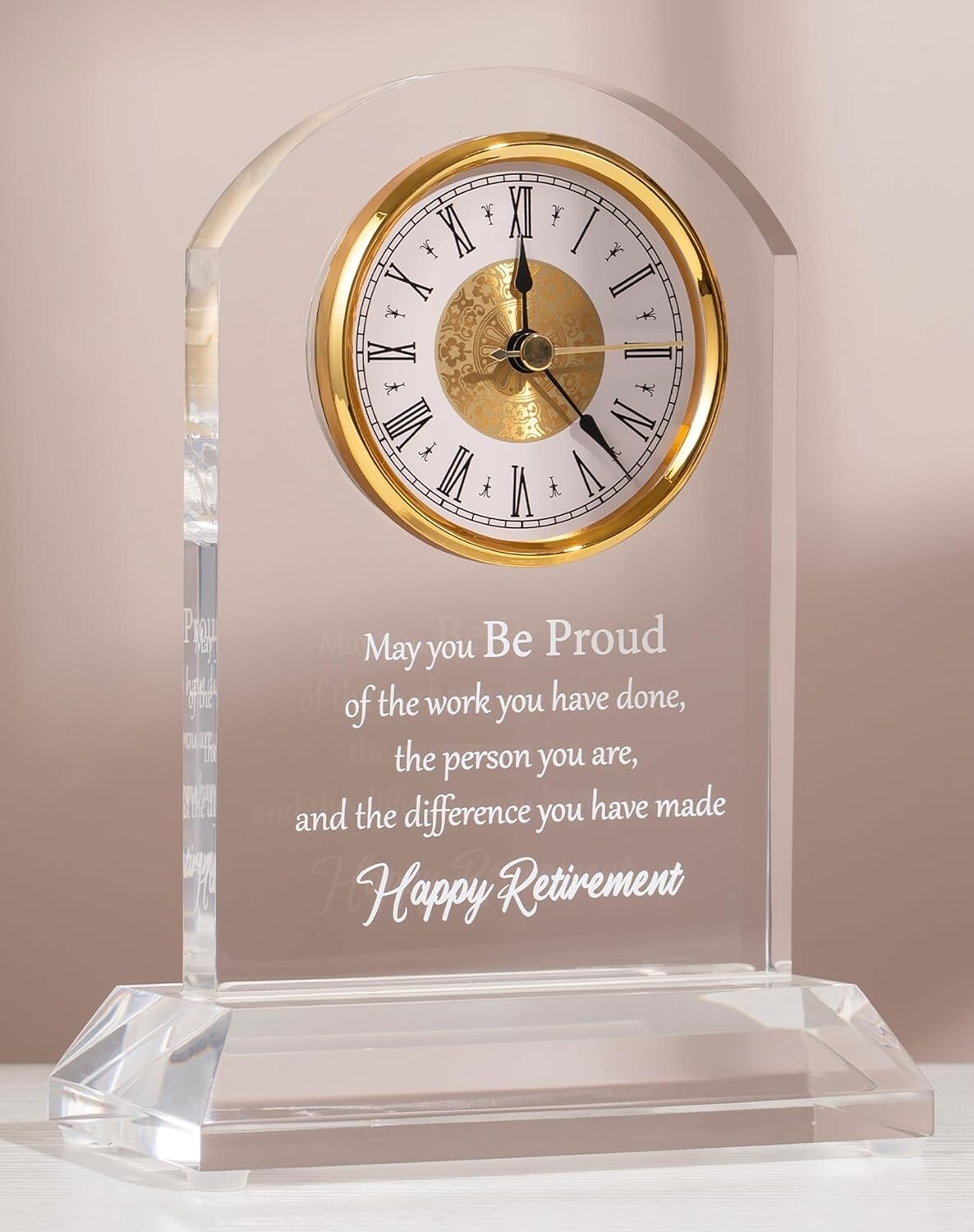 Elegant Quartz Desk Clock with Plaque - Perfect Retirement Gift for Loved Ones
