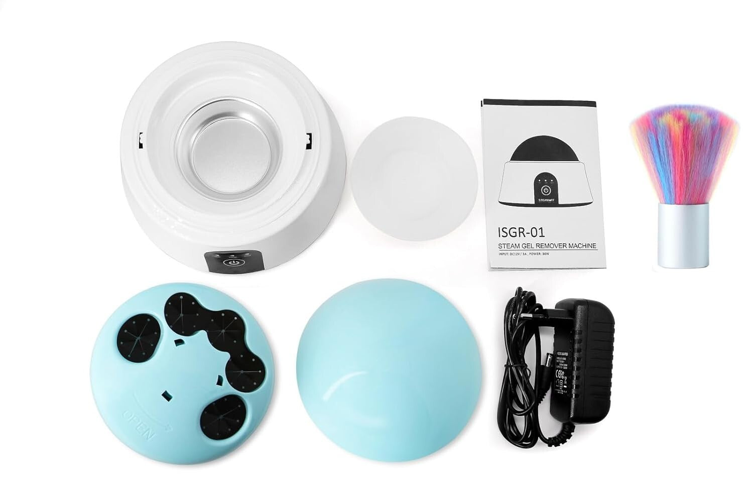 Electric Nail Soaking Bowl with Brush - Fast Gel Polish Remover, ISGR-01 Blue