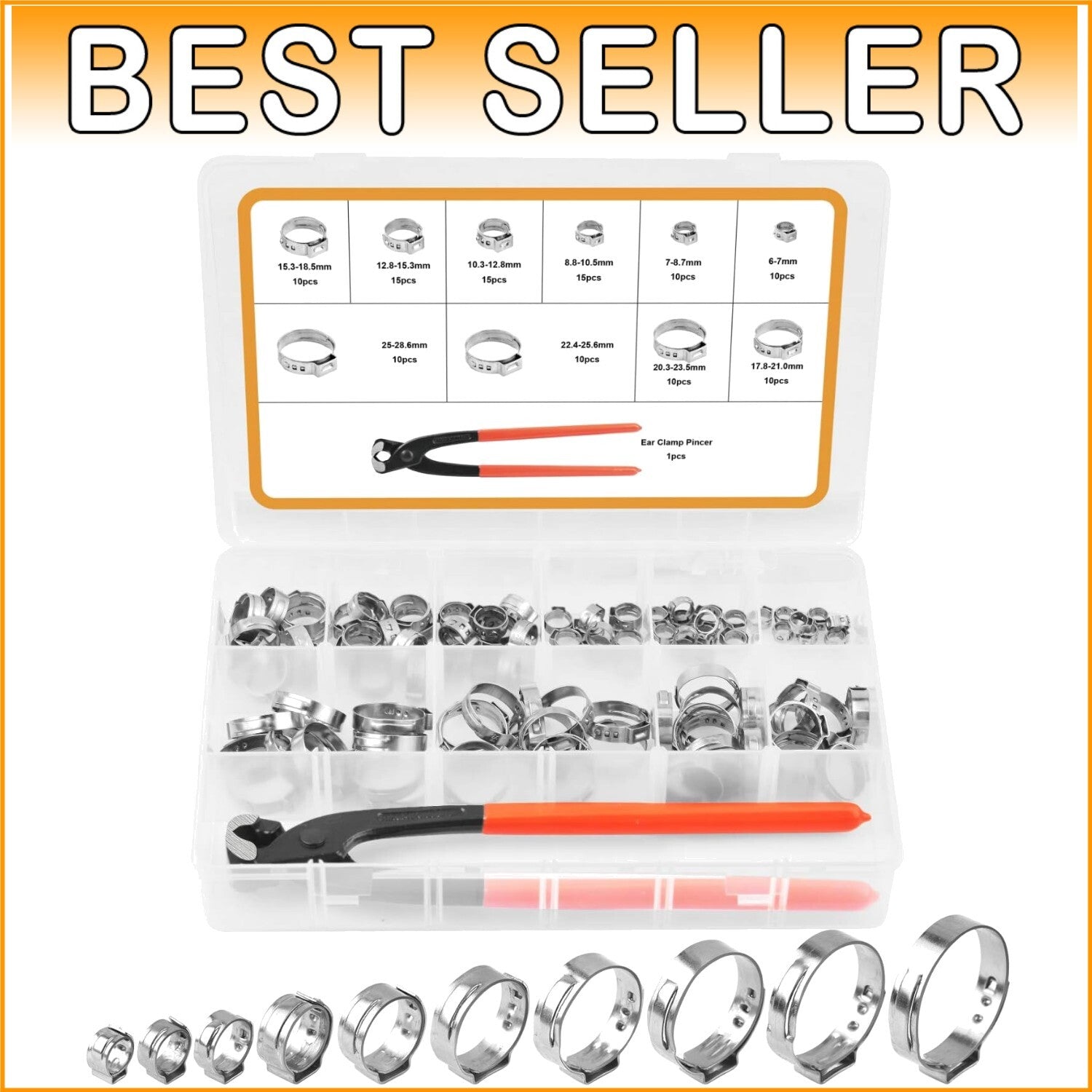 Comprehensive 115Pcs Hose Clamp Kit for Automotive and Plumbing Applications