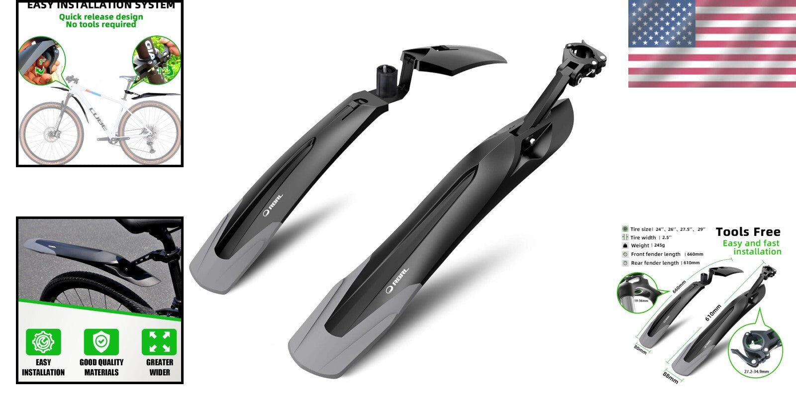 Stylish Bicycle Mudguard with TPE Rubber - All-Weather Protection 24-29 Inch