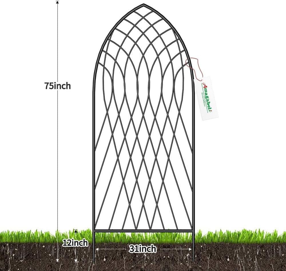 Heavy-Duty 75" x 31" Iron Trellis for Climbing Plants - Black & Rustproof Design