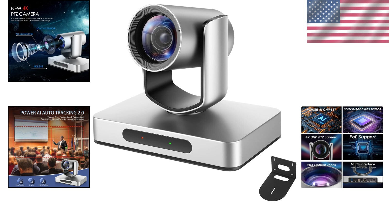 Compact 4K NDI Camera with AI Tracking & Multiple Output Options for Churches