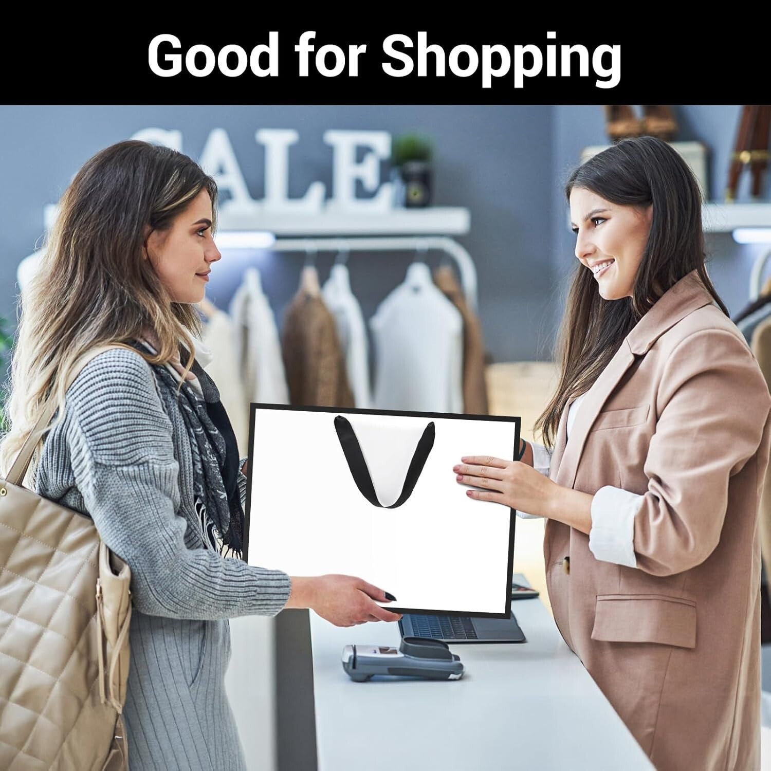 Elegant Black/White Gift Wrap Bags - 50 Count, Perfect for Parties and Retail