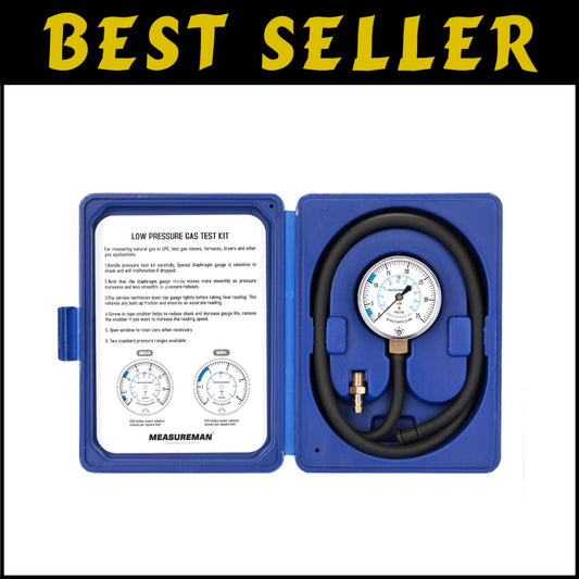 2.5" Dial Gas Pressure Gauge Kit for Natural and LP Gas - Lightweight & Accurate