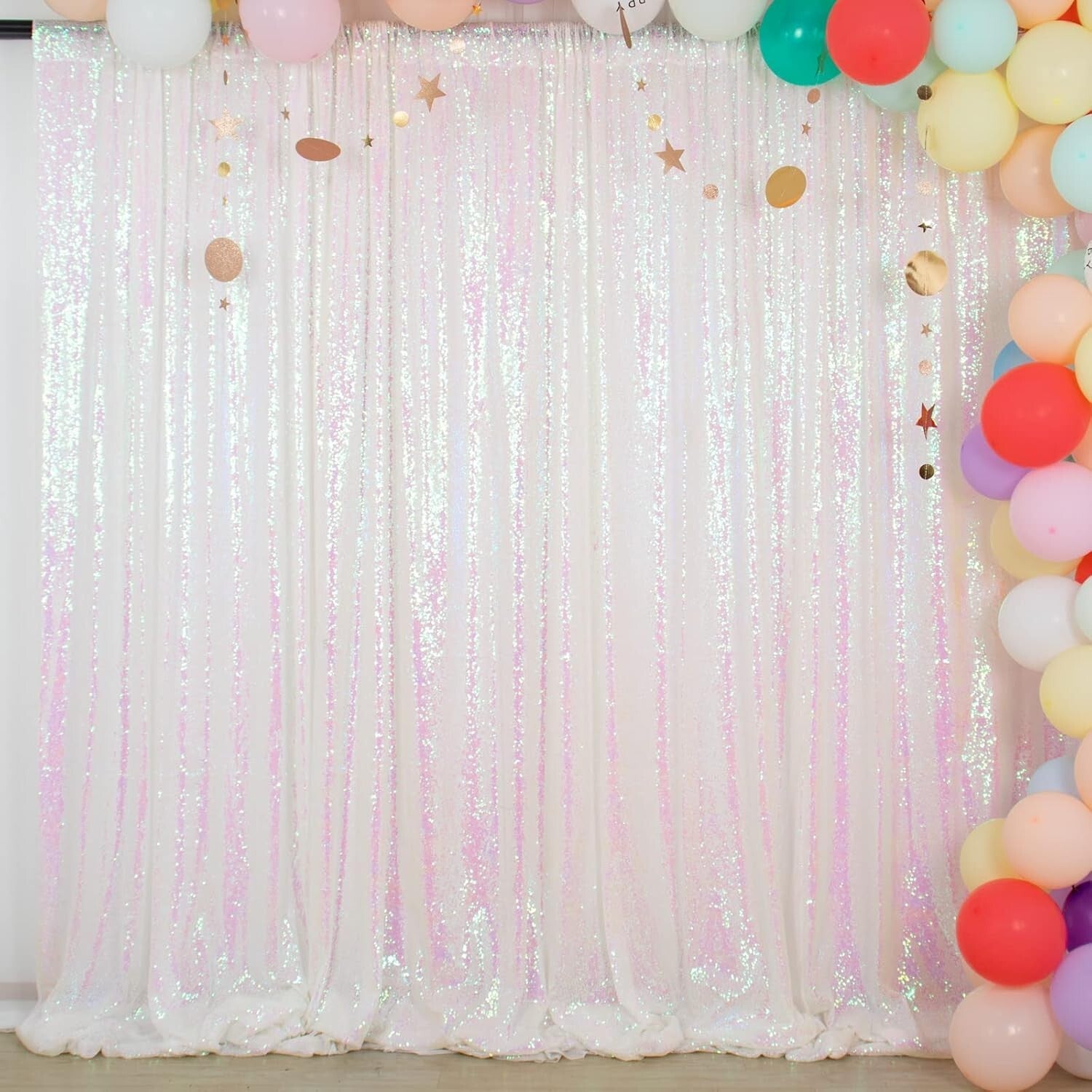 Iridescent White Sequin Backdrop 10FTx10FT – Perfect for Elegant Photoshoots