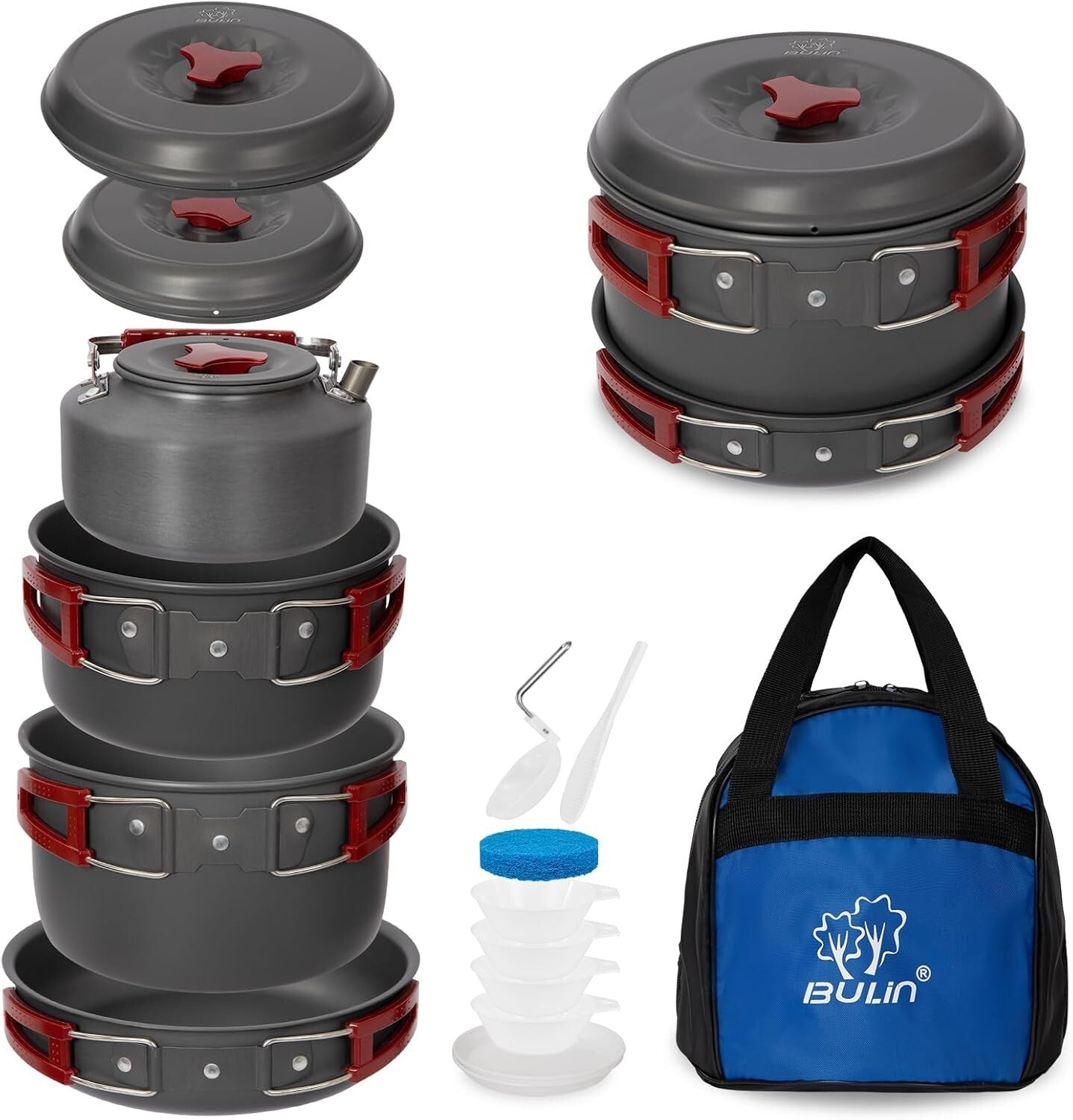 Durable Aluminum Backpacking Cook Set - 13 Pieces for Outdoor Adventures