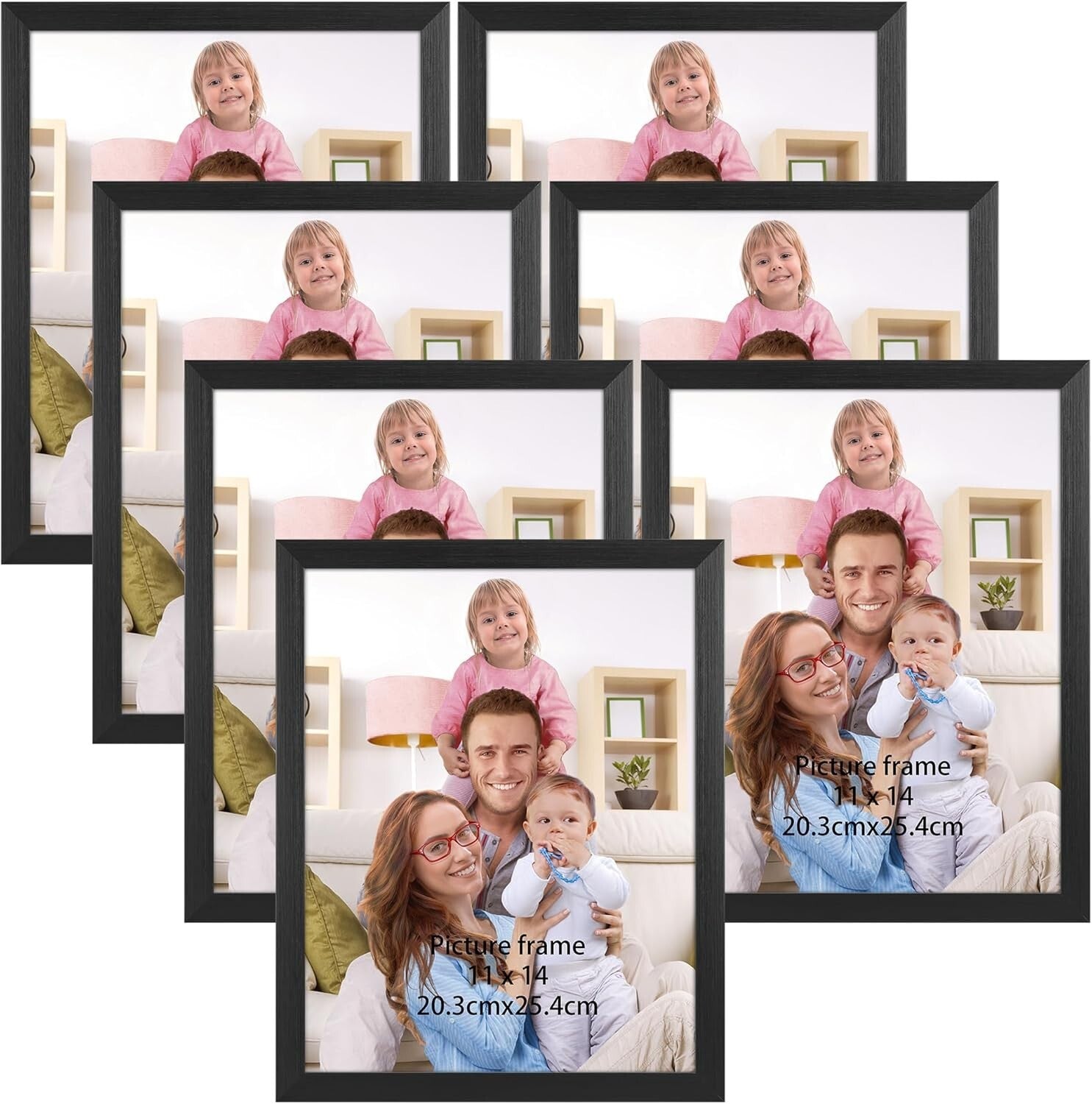 Stylish 11x14 Black Picture Frames - Perfect Gift for Loved Ones, 7-Pack