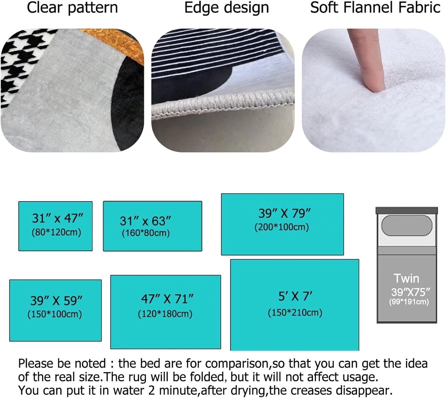 Whimsical 5' x 7' Black Polyester Floral Rug with Anti-Slip Design for Home Use