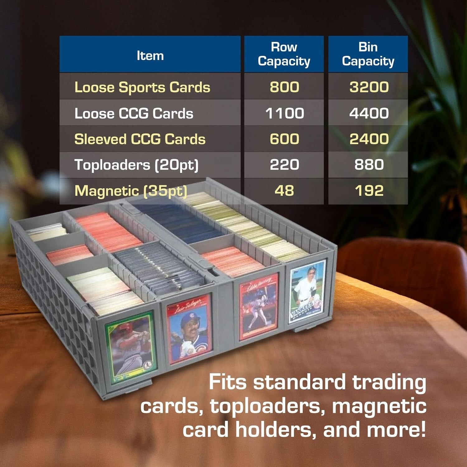 Durable Collectible Card Bins - 4-Pack with Dividers, Holds All Trading Cards