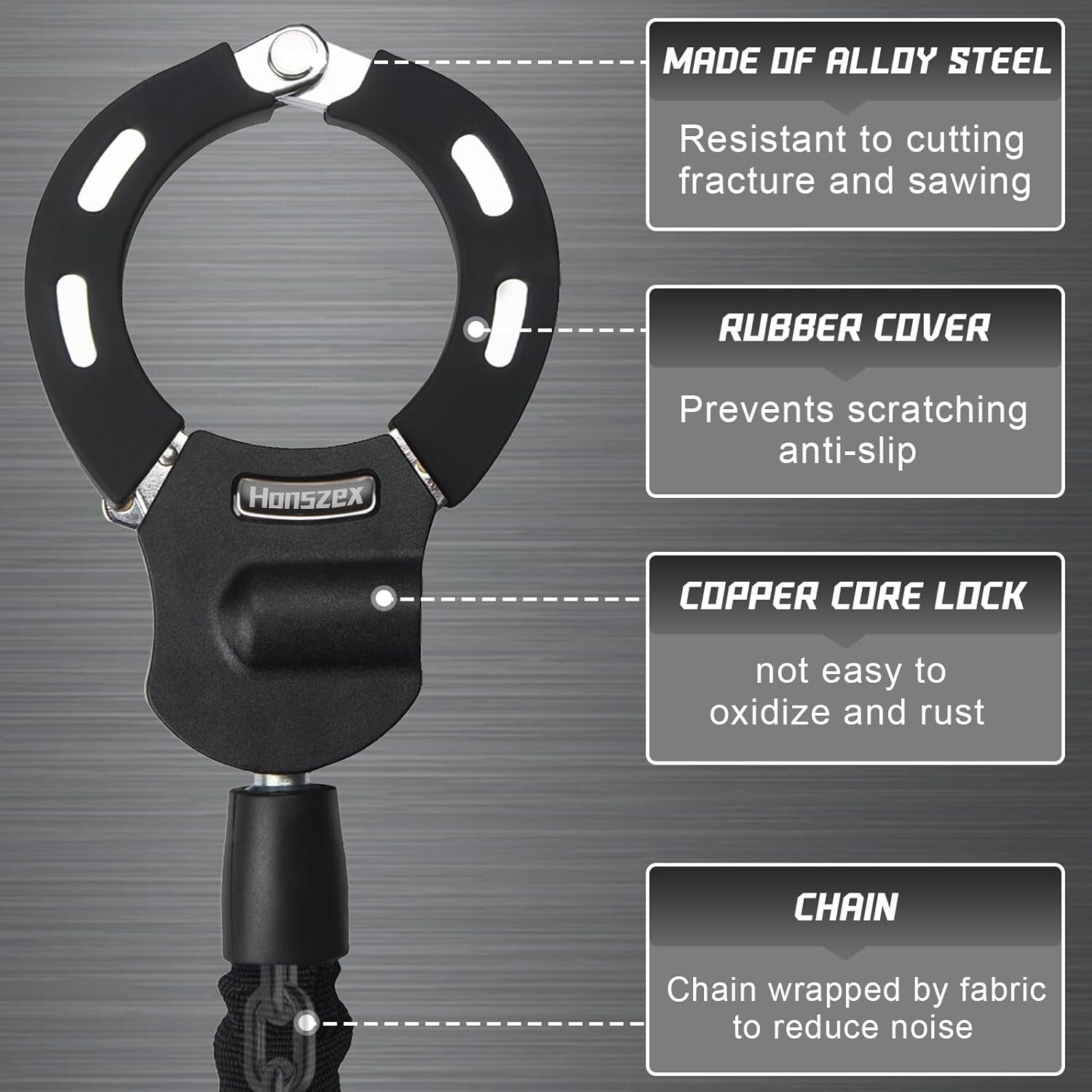 High Security Scratch-Resistant Electric Scooter Lock with Heavy Duty Chain