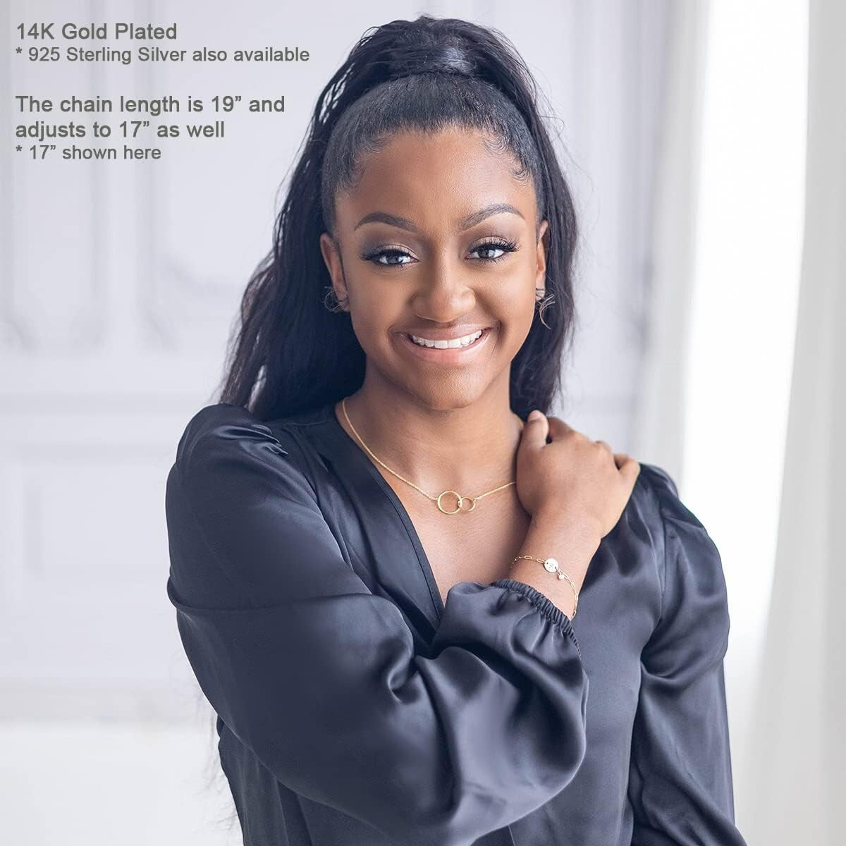 Elegant 2 Circle Friendship Necklace - Sterling Silver & Gold Plated Options