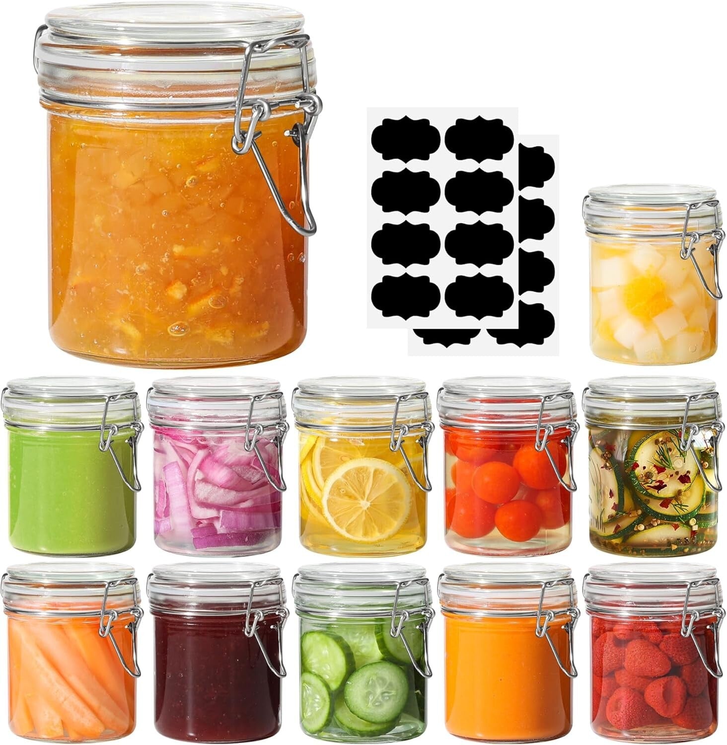 Durable 8oz Glass Canning Jars Set of 12 - Airtight Seal for Preserving Foods