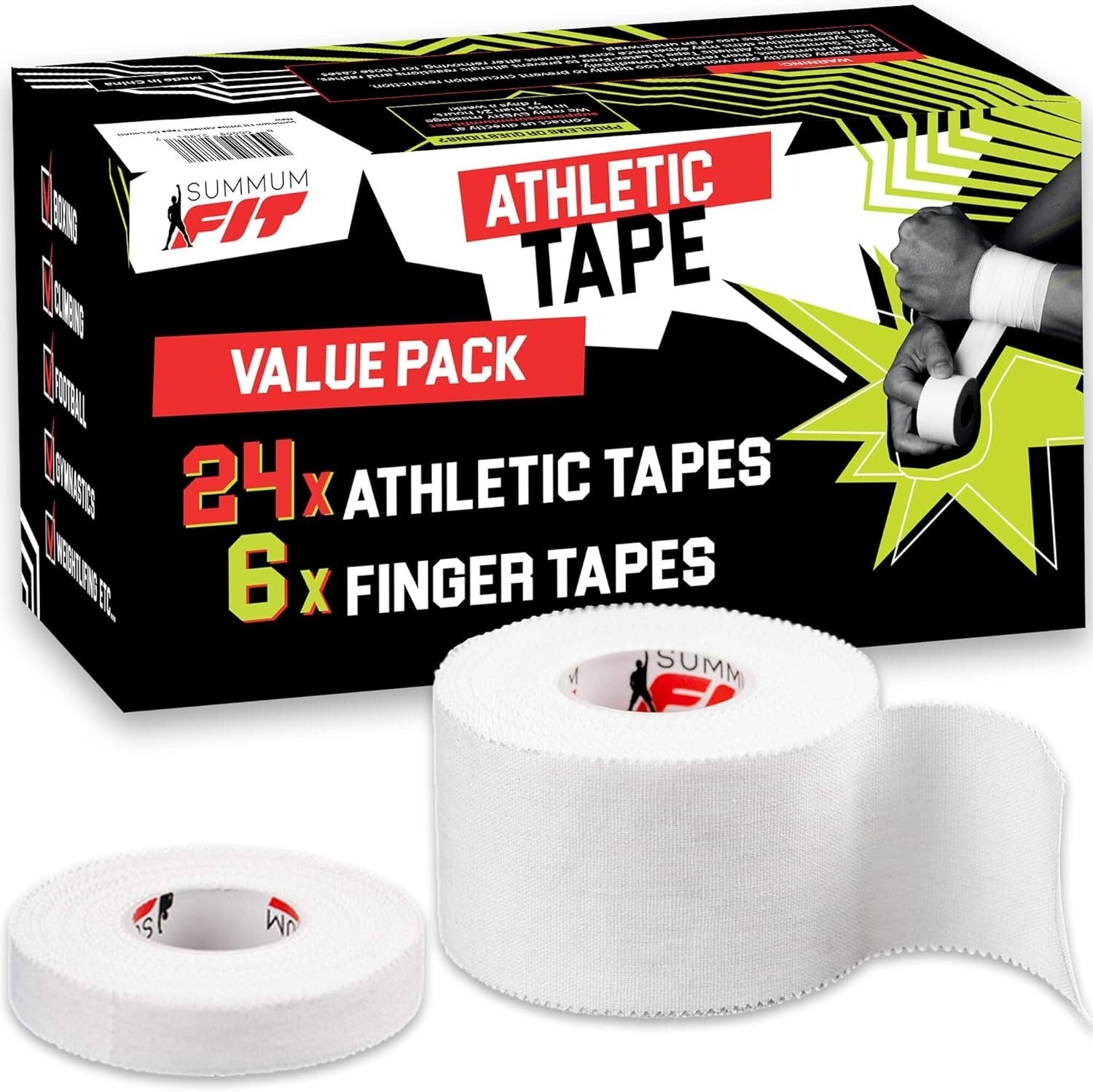 Premium Sports Tape Bundle - 24 Rolls and 6 Finger Rolls for Ultimate Protection