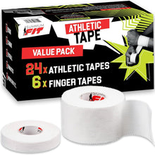 Load image into Gallery viewer, Premium Sports Tape Bundle - 24 Rolls and 6 Finger Rolls for Ultimate Protection