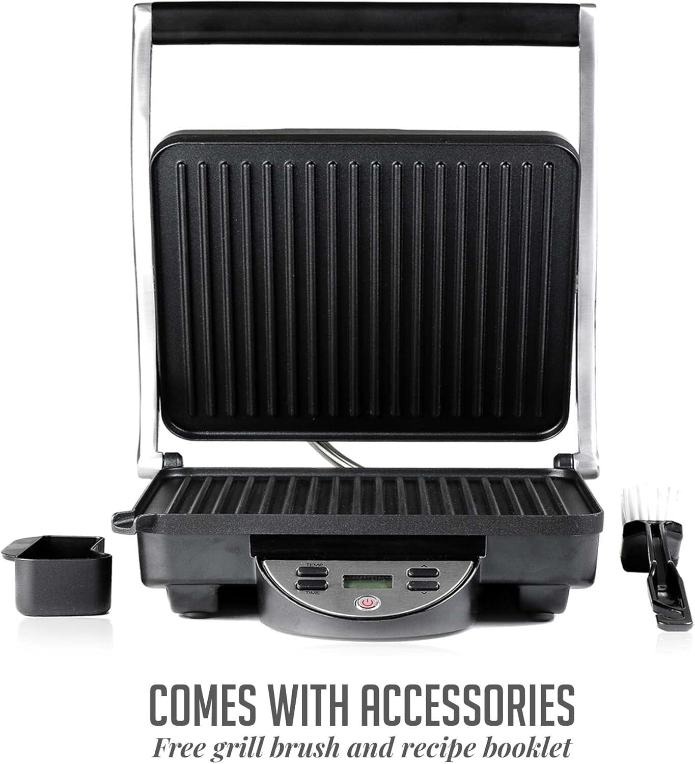 Compact Electric Panini Press with Automatic Timer - Ideal for Small Spaces