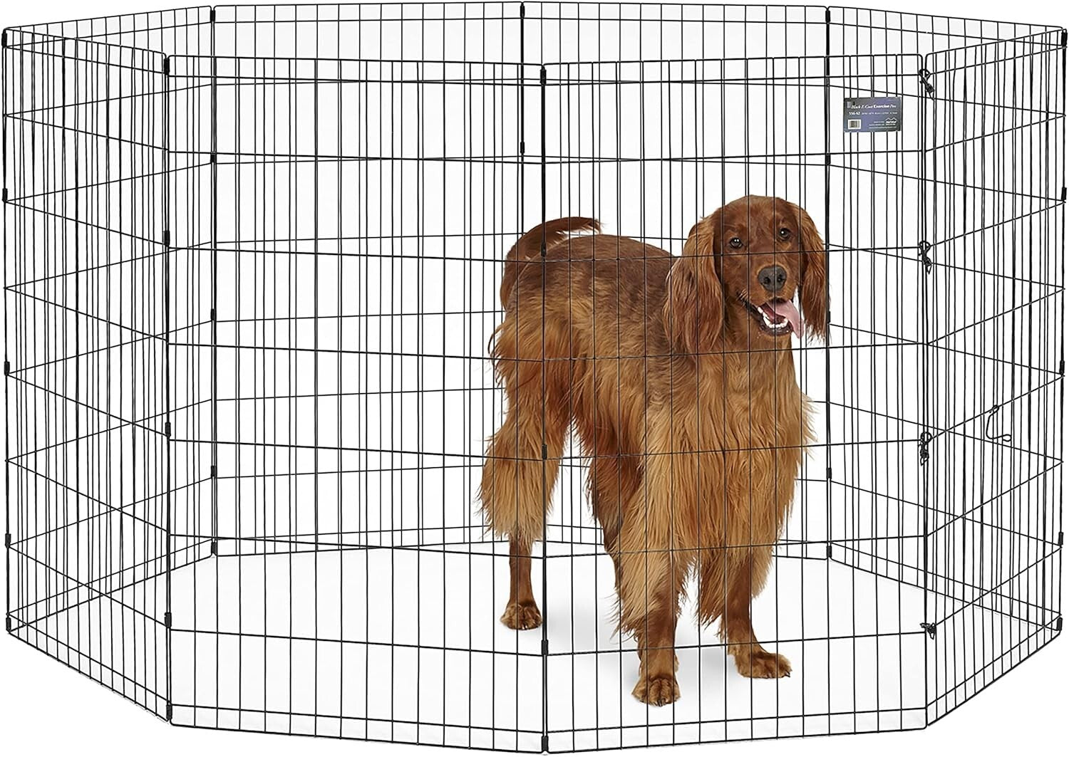 Versatile Black Metal Dog Playpen with Double-Latch Door - 1 Year Warranty
