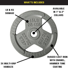 Load image into Gallery viewer, 45lbs Cast Iron Weight Plate with Ergonomic Handles - Ideal for Fitness Training