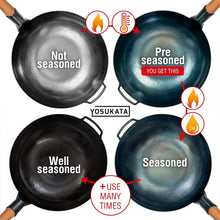 Load image into Gallery viewer, 13.5" Blue Carbon Steel Wok - Pre-Seasoned for Induction and Gas Cooking