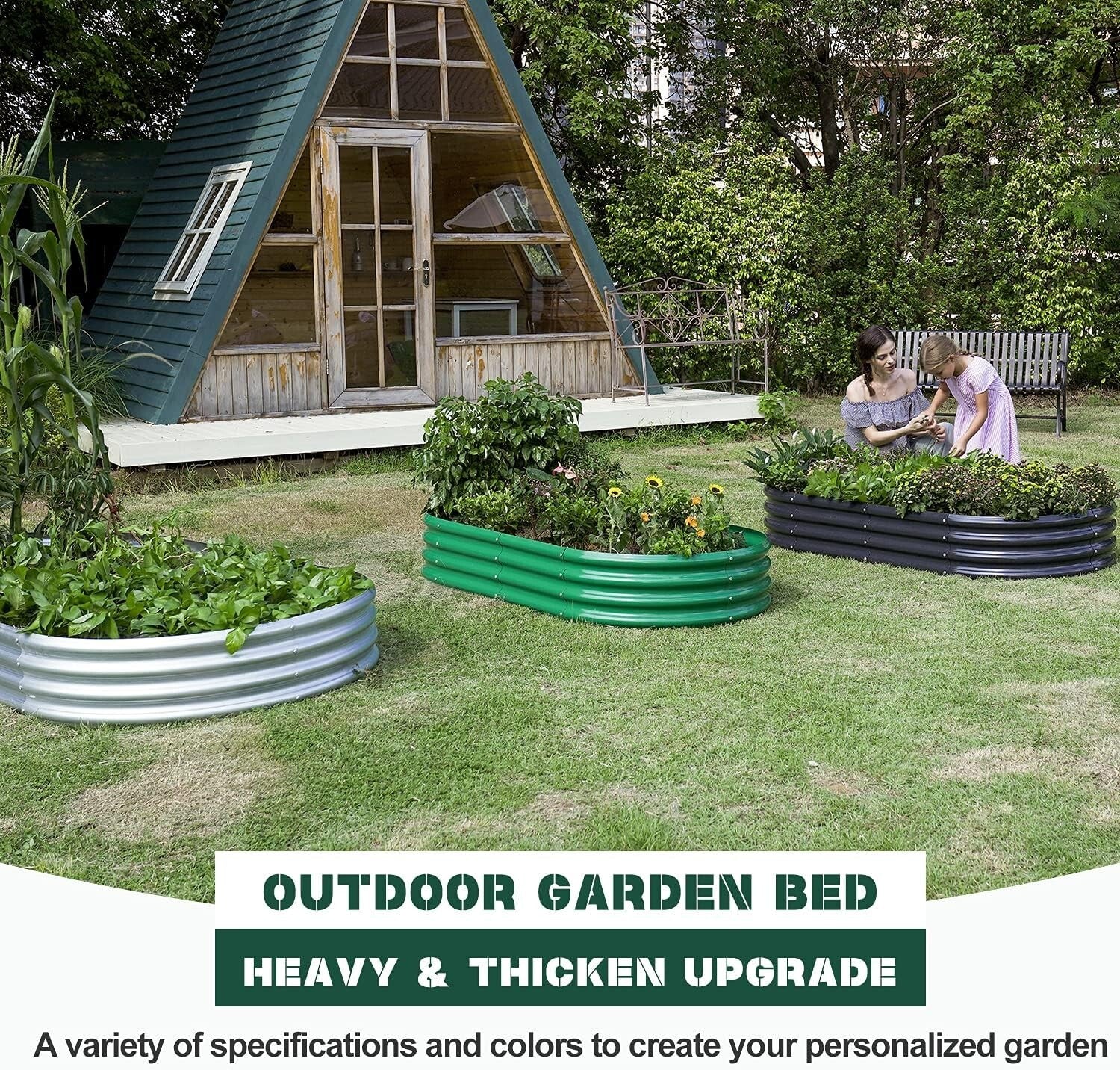 Durable Galvanized Steel Raised Garden Bed Set, 8x4x1 ft for Vibrant Vegetables
