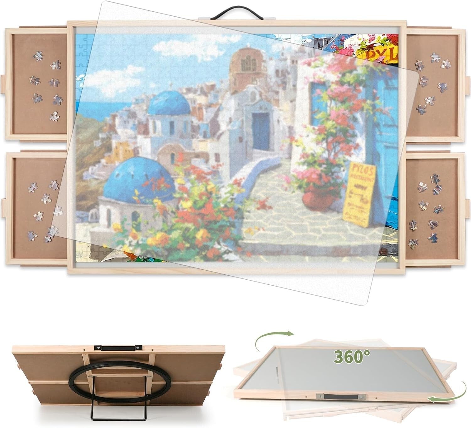 Space-Saving Portable Puzzle Board with Non-Slip Surface for 1500-Piece Puzzles