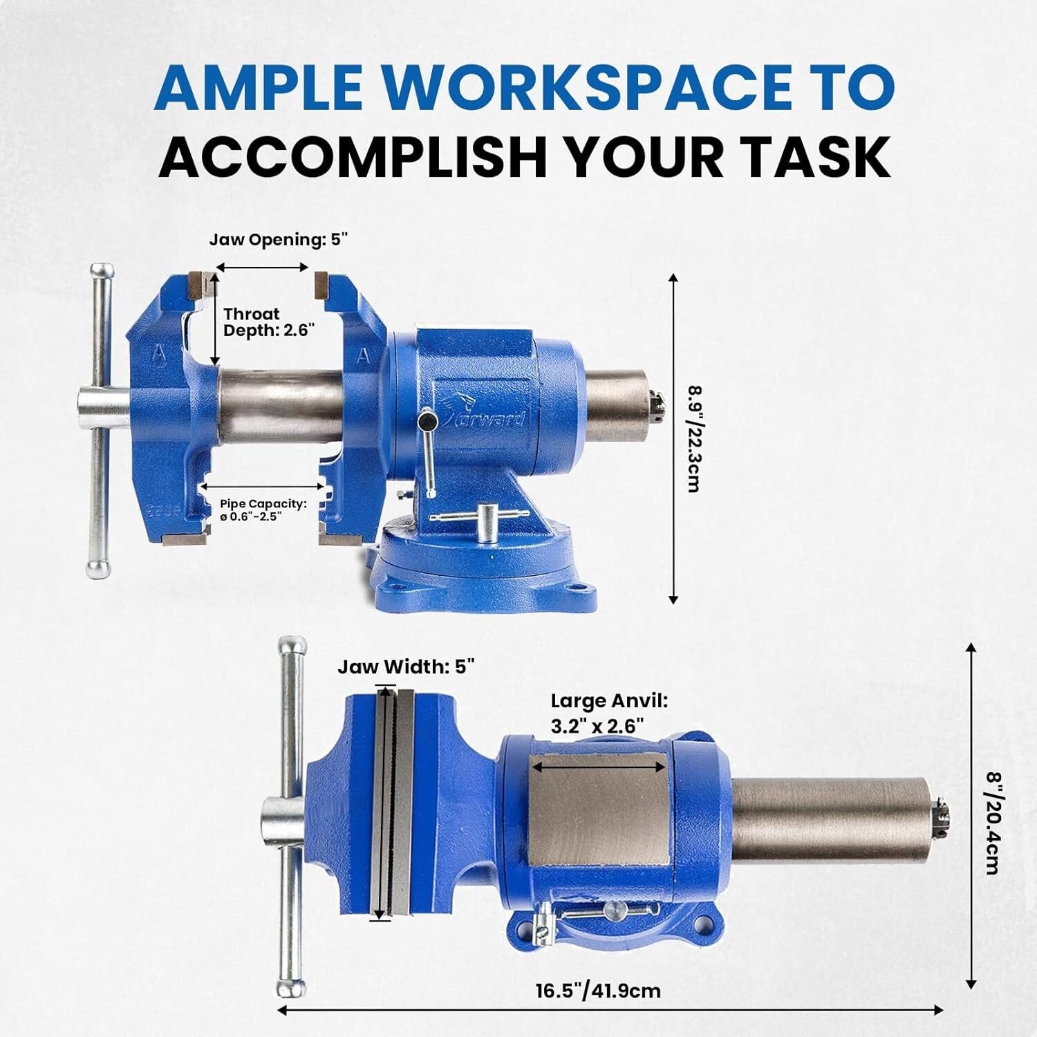 Versatile Heavy-Duty Bench Vise with Replaceable Jaws & Swivel Base - 360°