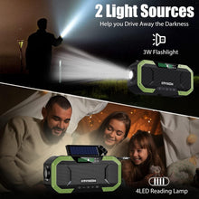 Load image into Gallery viewer, Compact Hand Crank and Solar-Powered NOAA Weather Radio with Bluetooth Speaker