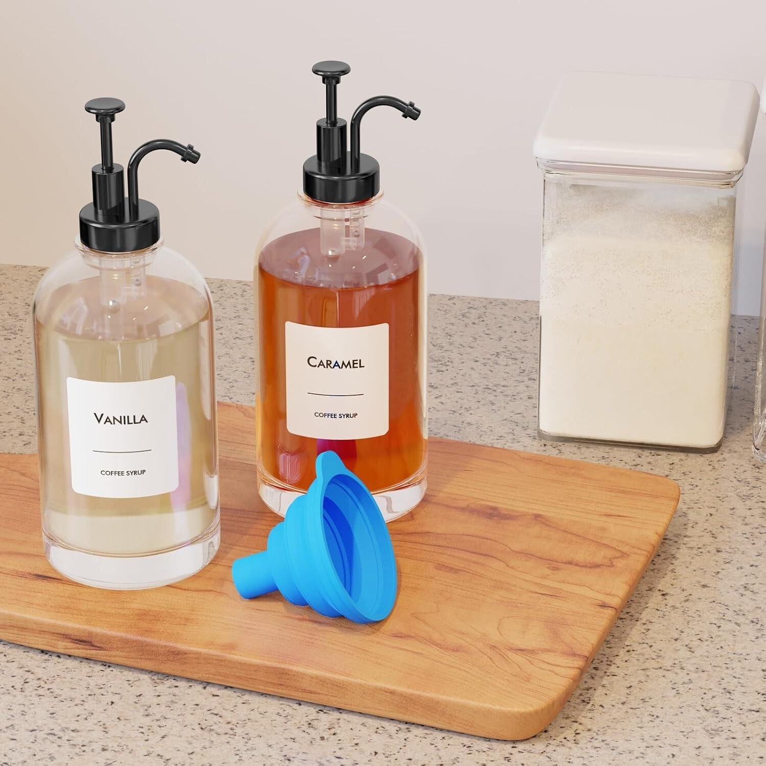 Elegant Coffee Syrup Dispenser Set - 6 Glass Bottles with Leak-Proof Pumps