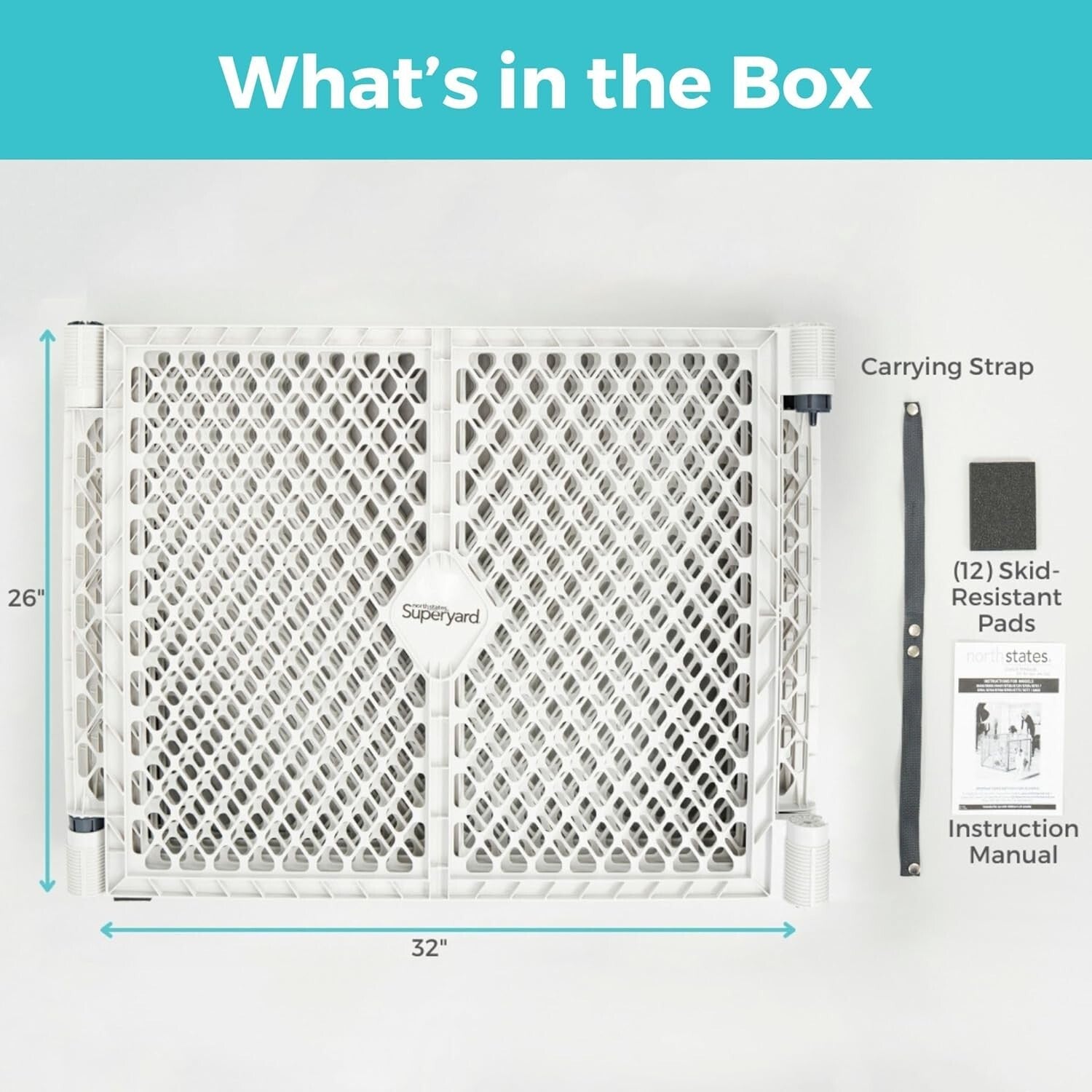 Superyard 6-Panel Free Standing Baby Playpen - Safe Indoor/Outdoor 26" Tall