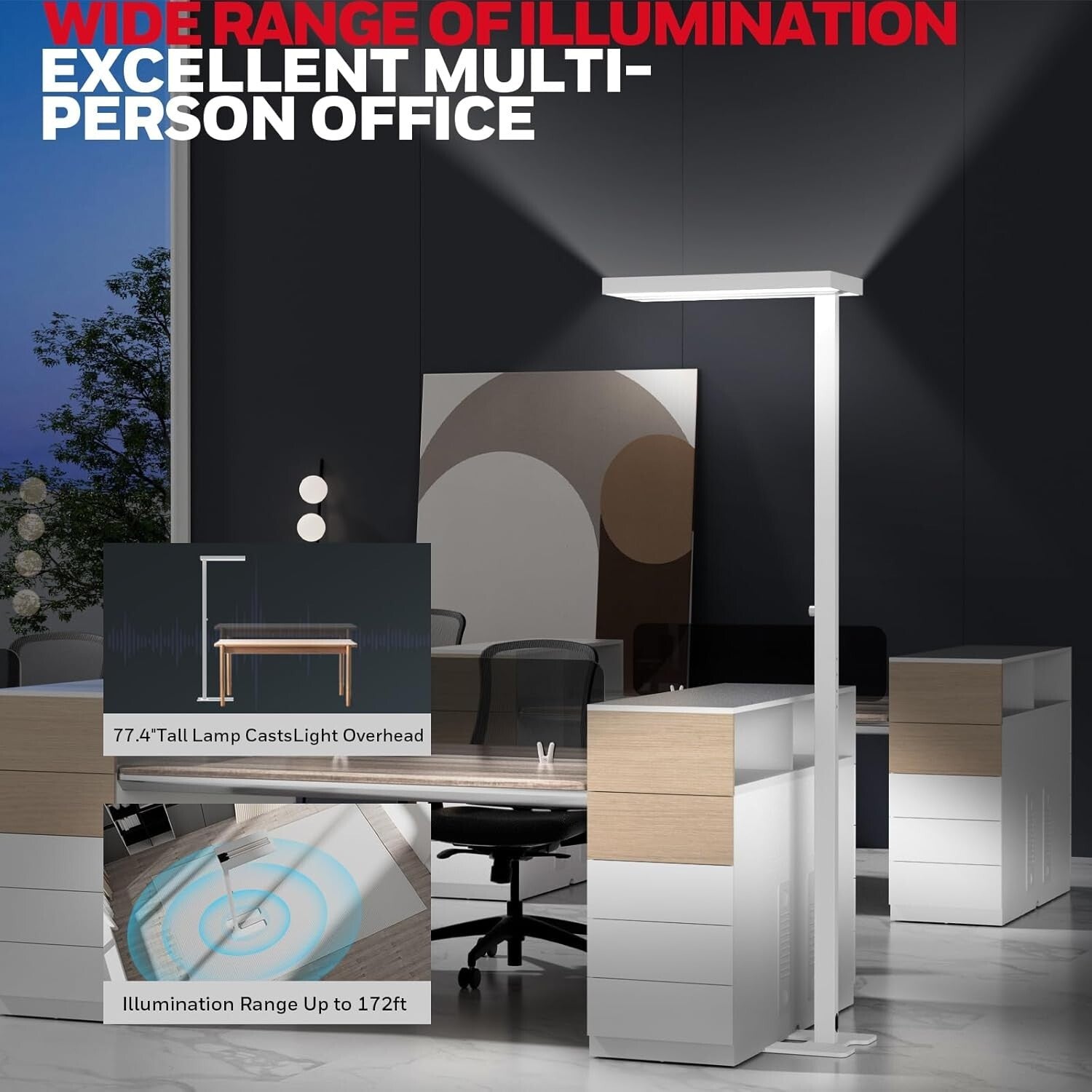 Elegant 100W Dimmable Floor Lamp - 10400LM Standing Light for Reading & Relaxing