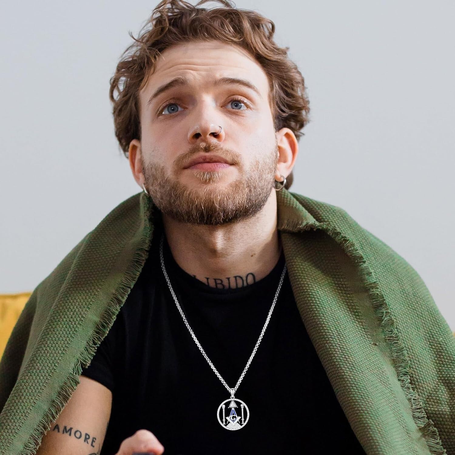 Unisex Freemason Necklace - Sterling Silver Valknut Amulet with Adjustable Chain