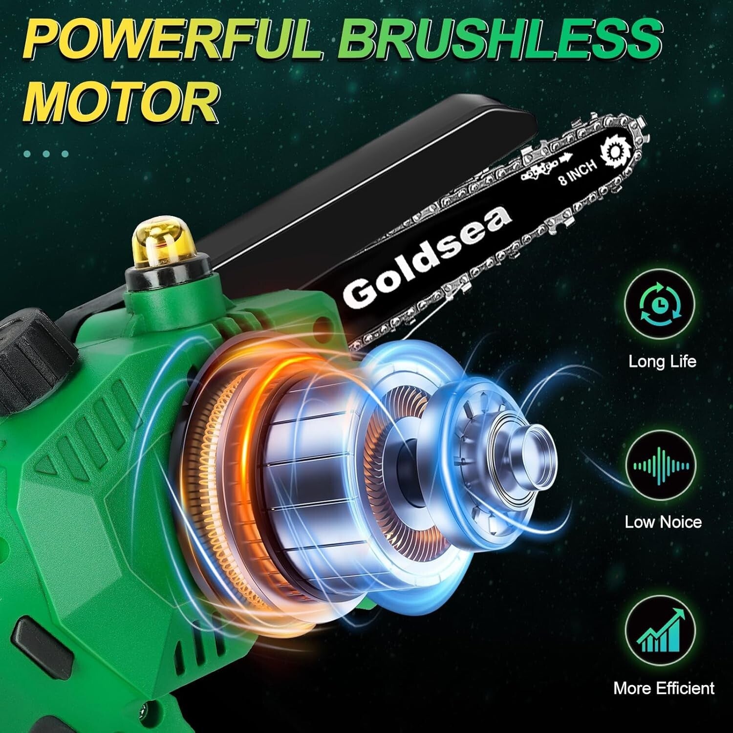 Efficient 8 Inch Cordless Chainsaw - Ideal Tool for Home Garden Maintenance
