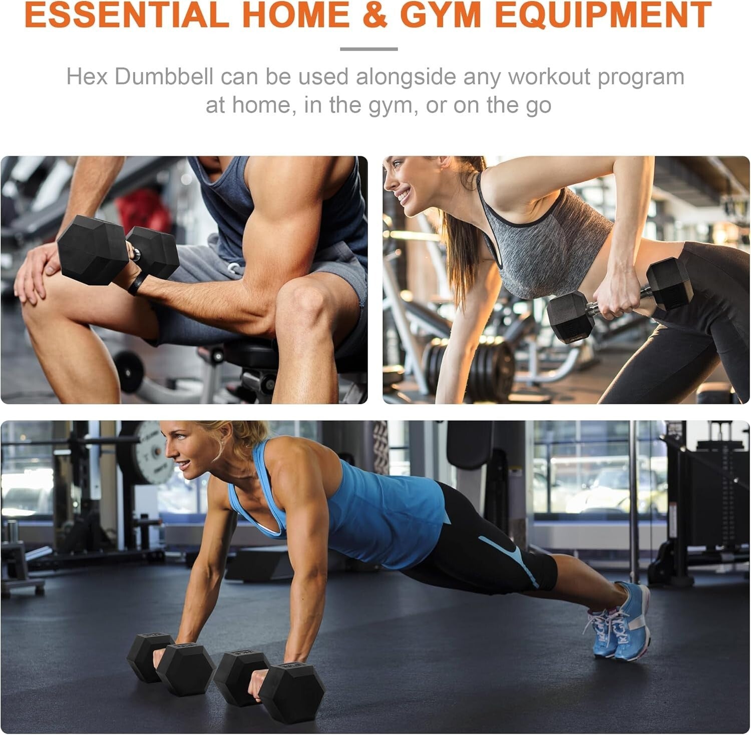 Strengthen Muscles with 45 lb Rubber Encased Hex Dumbbell - Ideal for Gym & Home