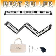 Load image into Gallery viewer, Lightweight Black Folding Piano - 88 Keys, MIDI Connectivity, Perfect for Travel