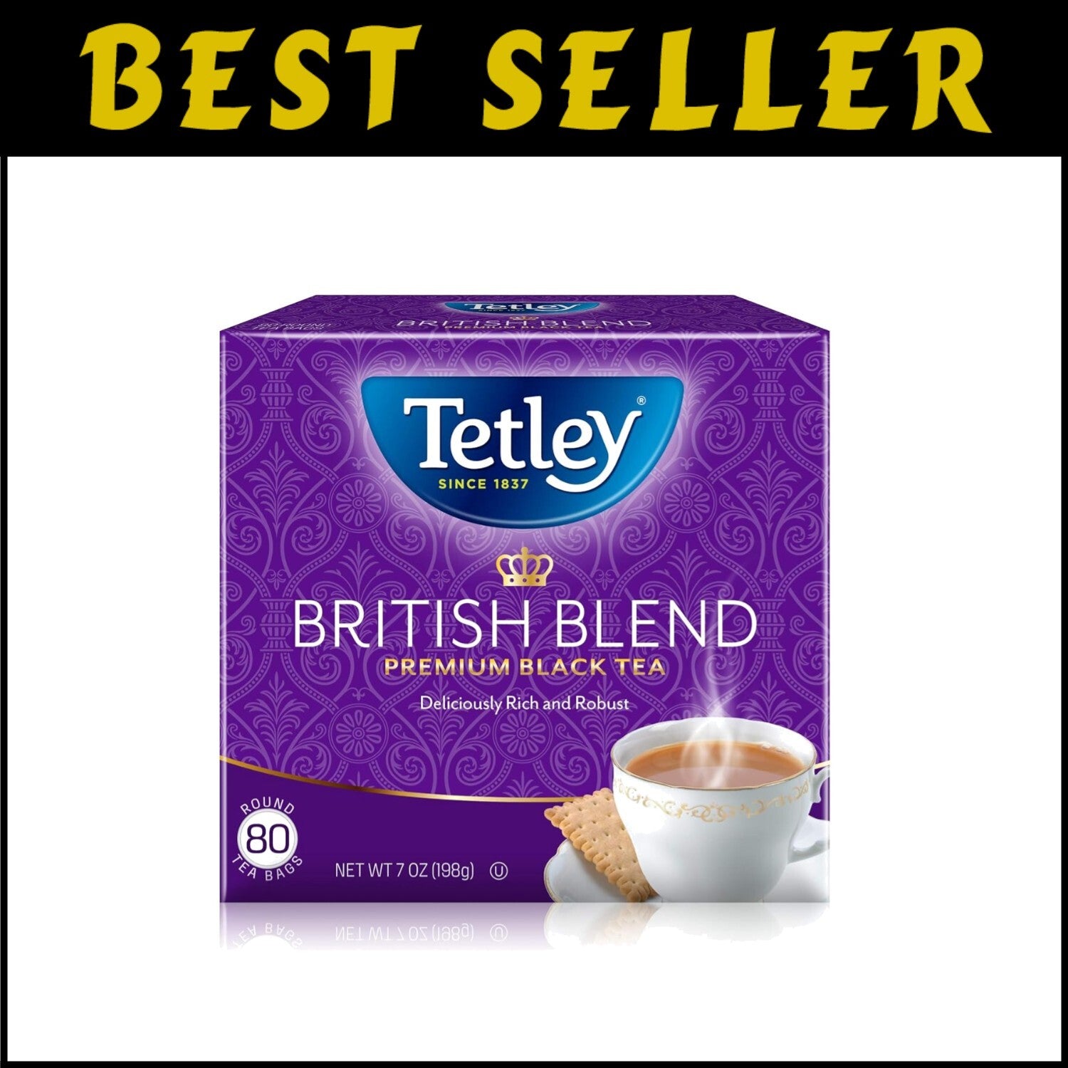 British Blend Premium Black Tea: Authentic English Breakfast, 80 Bags Pack of 12