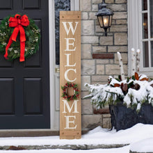 Load image into Gallery viewer, Charming Wooden Welcome Sign with Interchangeable Floral Wreaths for All Seasons