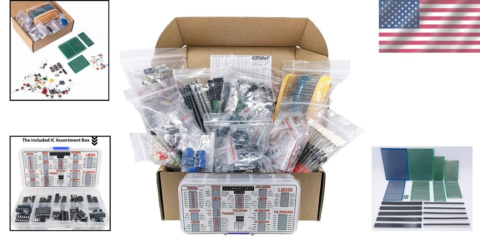 Robust 2200-Piece Assorted Electronic Components Kit with Organized Storage Box