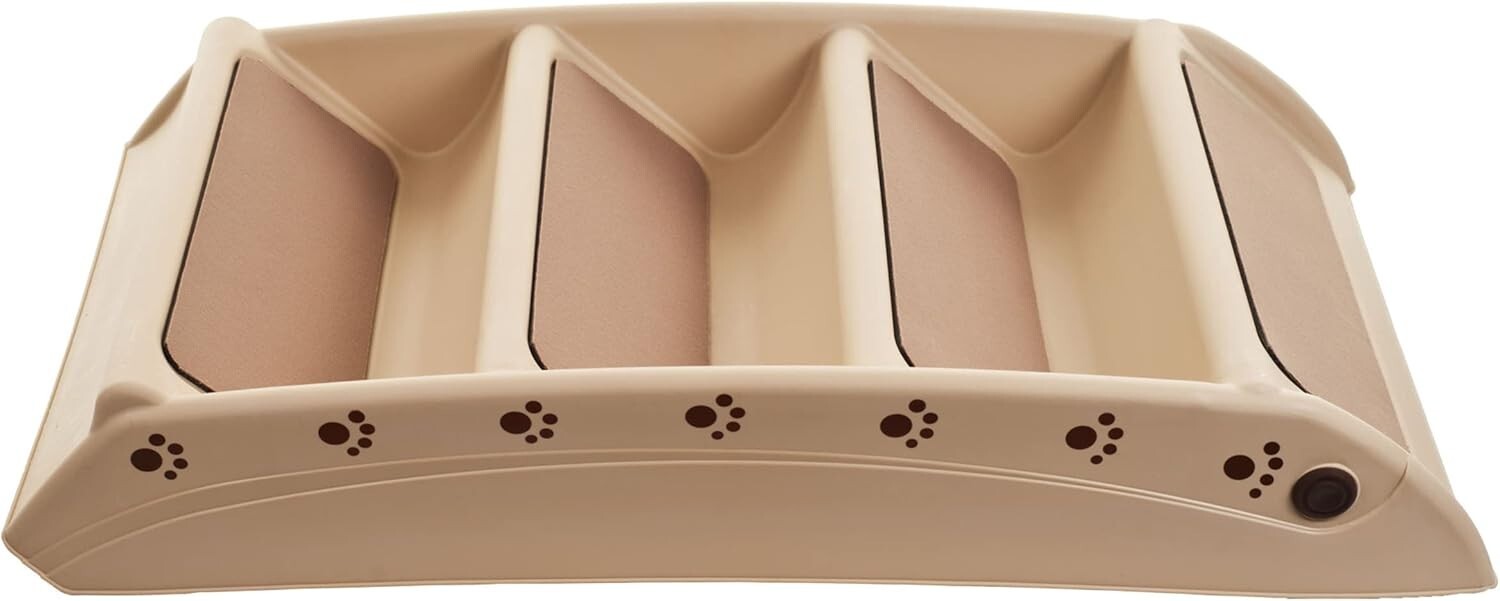 Sturdy 4-Step Folding Pet Stairs for Dogs and Cats - Tan Color Convenience