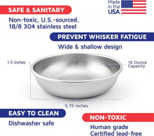 Load image into Gallery viewer, Whisker Friendly Stainless Steel Cat Bowls - 2 Durable Dishwasher Safe Dishes