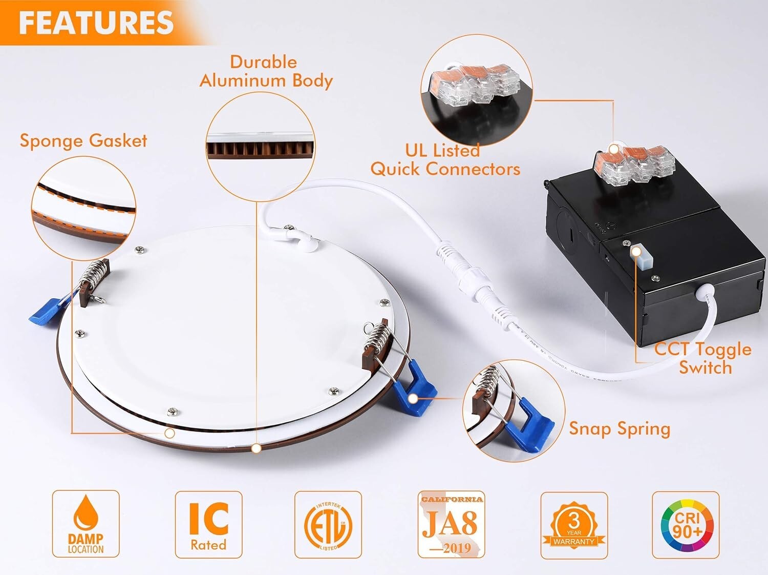 Elegant Oil Rubbed Bronze LED Recessed Lights - 6 Pack, 3000K-5000K Selectable