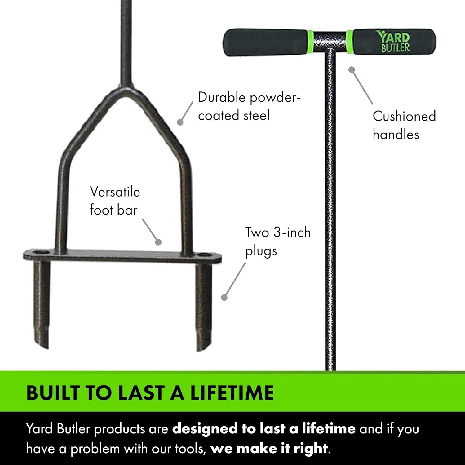 Eco-Friendly Manual Lawn Aerator for Compact Soil - Lifetime Guarantee Included
