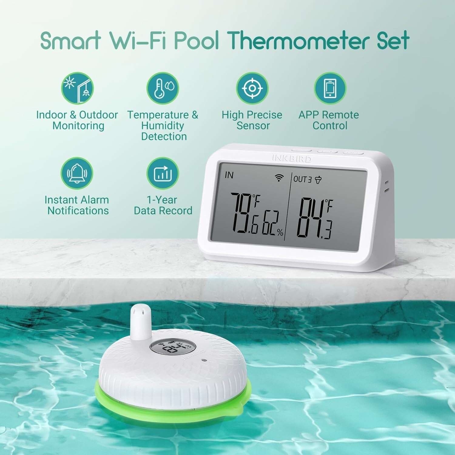Advanced Waterproof WiFi Pool Thermometer with Accurate Sensor for Smart Pools