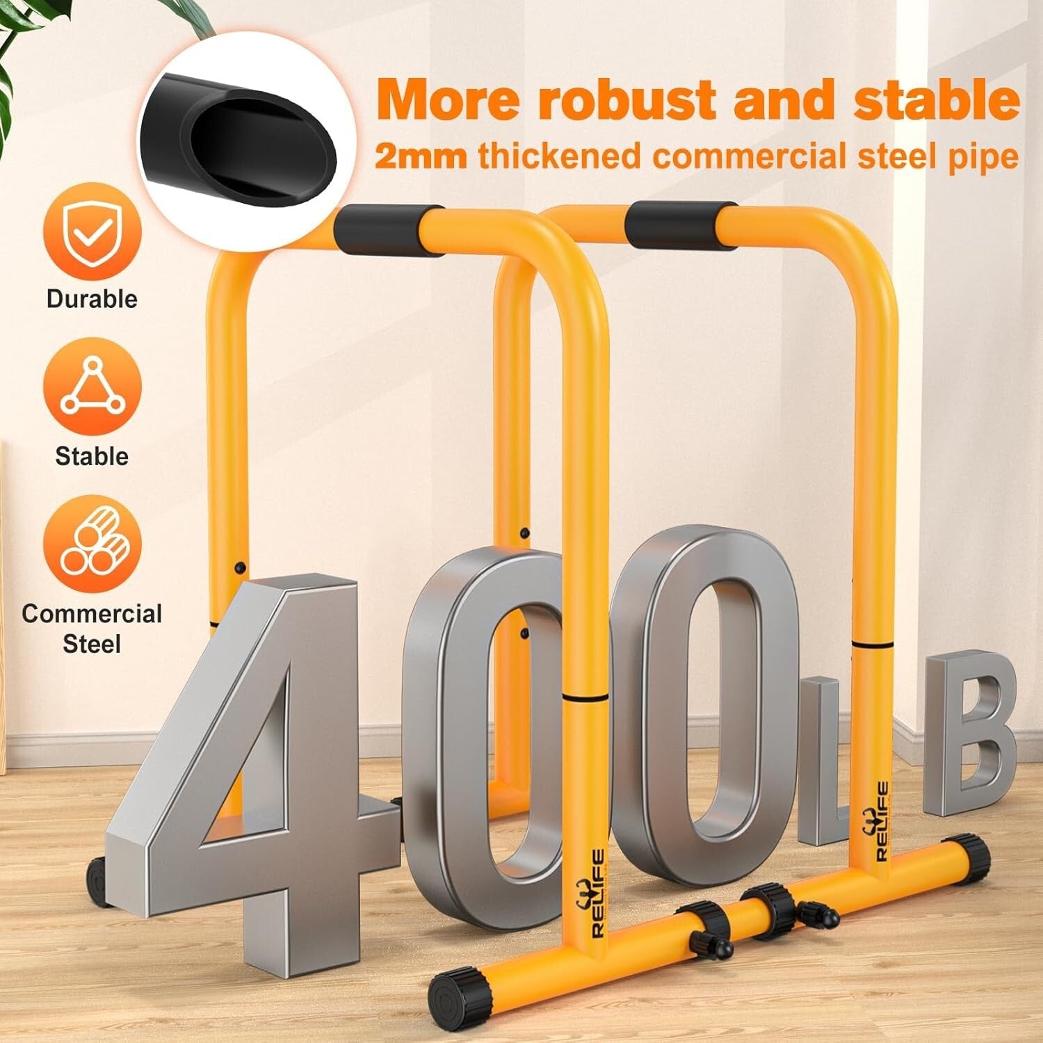Durable Fitness Dip Stand - 400LBS Capacity, Adjustable Height for All Exercises