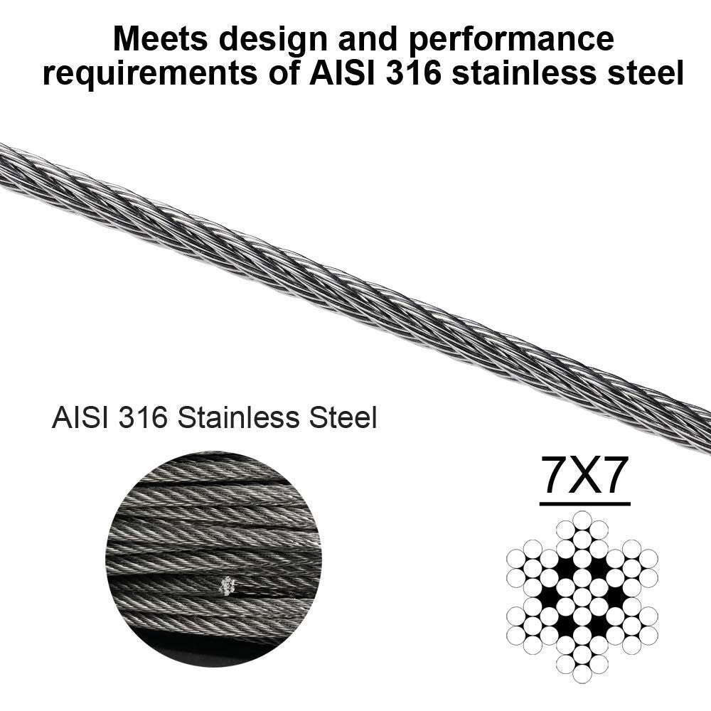 220FT Stainless Steel Cable with Cutter - Ideal for Railing & Landscape Projects
