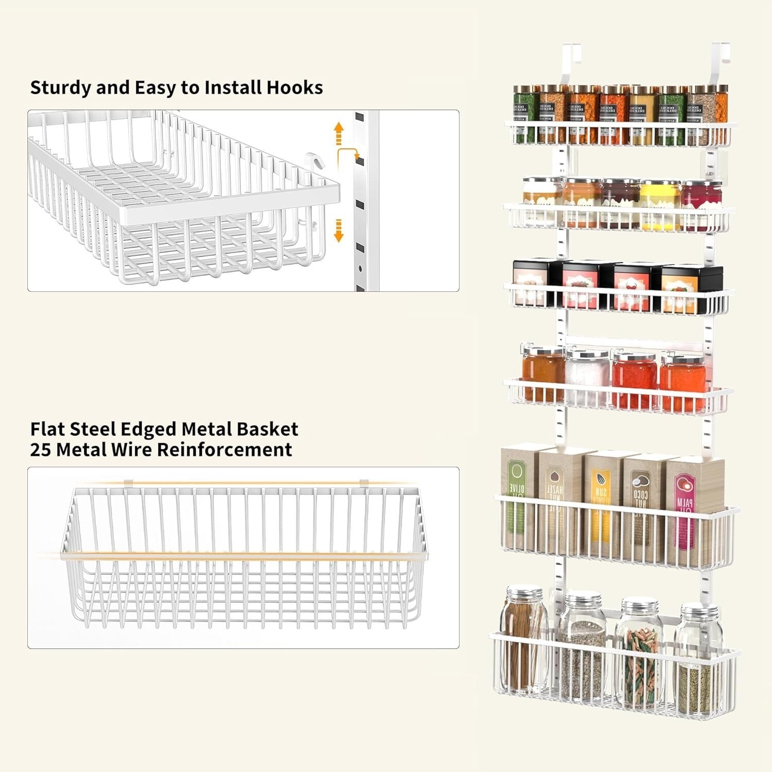Durable 6-Tier Hanging Basket Organizer for Pantry and Household Essentials